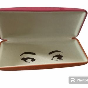 Kate spade pink and orange gold logo sunglasses eyeglasses clamshell case